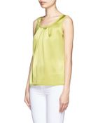St. John Pleated Satin Sleeveless Top - Lyst