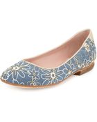 Taryn Rose Bud Floral-Embellished Ballerina Flat - Lyst