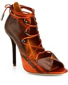 Malone Souliers Savannah Snakeskin Lace-Up Ankle Sandals - Lyst