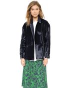Whistles Yoko Soft Fur Jacket - Navy - Lyst