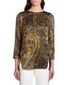 Lafayette 148 New York Paisley-Print Silk Satin Blouse - Lyst