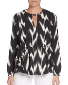 Rachel Zoe Ikat-Print Crepe Top - Lyst