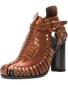 Proenza Schouler Woven Leather 100mm Chunky Heel Sandals - Lyst
