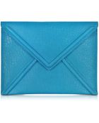 McQ by Alexander McQueen Turquoise Bubble Leather Envelope Clutch - Lyst