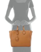 Tory Burch Robinson Pebbled Square Tote Bag - Lyst