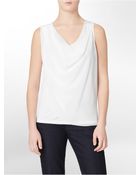 Calvin Klein Solid Chiffon Drape Sleeveless Top - Lyst