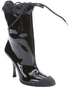 Miu Miu Black Patent Leather Pointed Toe Midcalf Rain Boots - Lyst