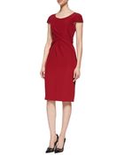 J. Mendel Cap-Sleeve Crisscross Drape Sheath Dress - Lyst