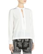 BCBGMAXAZRIA Clement Keyhole-Detail Silk Top - Lyst