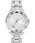 Karl Lagerfeld Round Stainless Steel Watch - Lyst