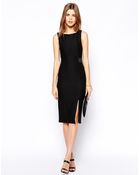 Asos Pencil Dress in Rib with Belt Detail - Lyst