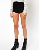 Asos Tall High Waist Denim Hot Pant In Clean Black - Lyst