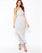 TFNC One Shoulder Maxi Dress With Embellished Waist & Pleated Skirt - Lyst