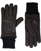 Barneys New York Knit-Cuff Leather Gloves - Lyst