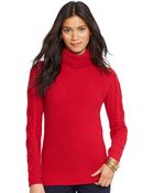 Lauren by Ralph Lauren Cable-Knit Turtleneck Sweater - Lyst