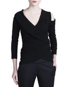 Donna Karan New York Cold-Shoulder Wrapped Top - Lyst