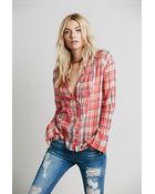 Free People Womens Fp One Pintuck Plaid - Lyst