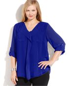 Calvin Klein Plus Size Long-Sleeve Ruffled Blouse - Lyst