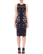 Karen Millen Neon Floral Print Shift Dress Blackmulti - Lyst