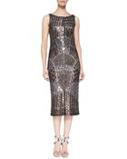 Pamella Roland Sequined Cowl-Back Cocktail Dress - Lyst