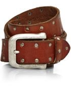 John Varvatos Tan Studded Leather Belt - Lyst