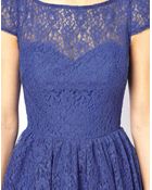 Asos Lace Short Sleeved Skater Dress - Lyst