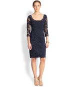 Josie Natori Scoopneck Lace Dress - Lyst