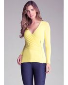 Bebe Zip-Up Surplice Top - Lyst