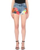 Christopher Kane Floral-embroidered Denim Shorts - Lyst