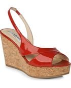 LK Bennett Adelia Patent Cork Wedges - Lyst
