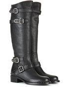 Miu Miu Studded Leather Boots - Lyst