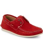 John Varvatos Schooner Perforated Suede Boat Shoes - Lyst