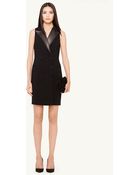 Ralph Lauren Black Label Leather-Trim Warren Dress - Lyst