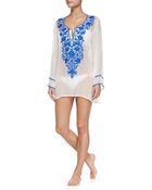Ella Moss Swim Long-Sleeve Tunic W/ Embroidered Front - Lyst