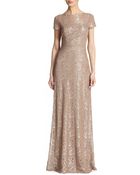 David Meister Metallic Lace Gown - Lyst