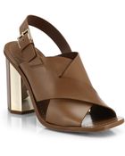 Tory Burch Bleecker Metallic Block-Heeled Sandals - Lyst