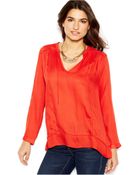 Lucky Brand Jeans Lucky Brand Long-Sleeve Split-Neck Top - Lyst