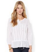 Lauren by Ralph Lauren Ruffled Scoopneck Blouse - Lyst