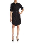 Halston Heritage Belted Cotton-Sateen Shirtdress - Lyst