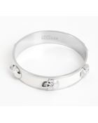 Alexander McQueen Silver And White Enamel Skull Bangle - Lyst