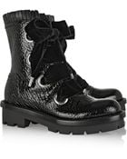 Alexander McQueen Textured Patent-Leather Ankle Boots - Lyst
