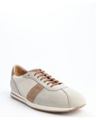 Tod's Grey Suede And White Canvas Lace Up Sneakers - Lyst
