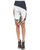 Clover Canyon Lady Wilde Mixed-Print Pencil Skirt - Lyst