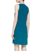 Vince Sleeveless Jewel-Neck Crepe Dress - Lyst