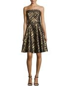 Ml Monique Lhuillier Strapless Cocktail Dress With Beaded Waist - Lyst