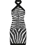 Balmain Zebra Intarsia-Knit Dress - Lyst