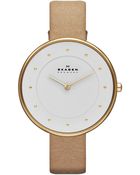 Skagen Womens Klassik Sand Leather Strap Watch 38mm - Lyst