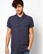 Asos Shirt In Short Sleeve With Linen Mix - Lyst