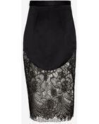 Lover Lotus Lace Hem Pencil Skirt - Lyst