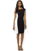 Lauren by Ralph Lauren Ruched Two Toned Dress - Lyst